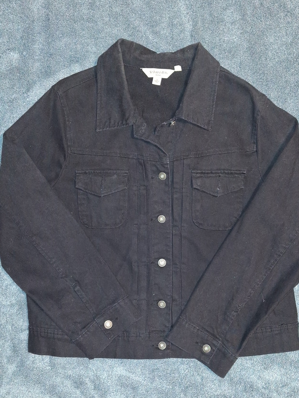 St. Johns Bay Black Buttoned-up Denim Jacket